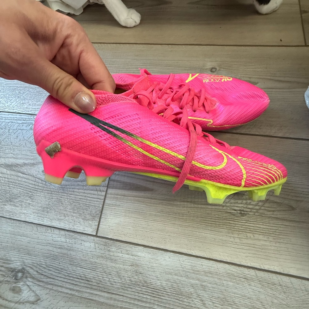 Nike Bright Pink and Neon Yellow Soccer Cleats